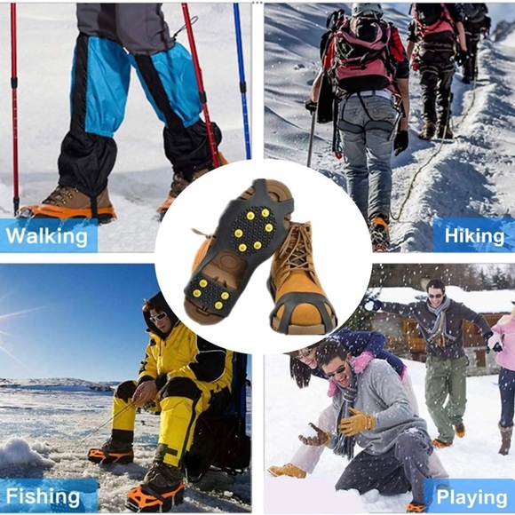 Ice Snow Grips Anti Slip On Over shoe Boot Studs Crampons Cleats Spikes Grippers - Picture 3 of 5
